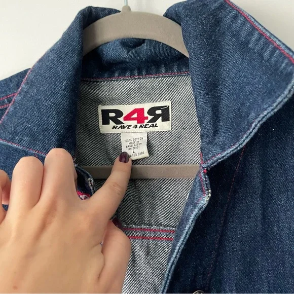 rave 4 real contrast stitch denim jacket - Picture 3 of 10
